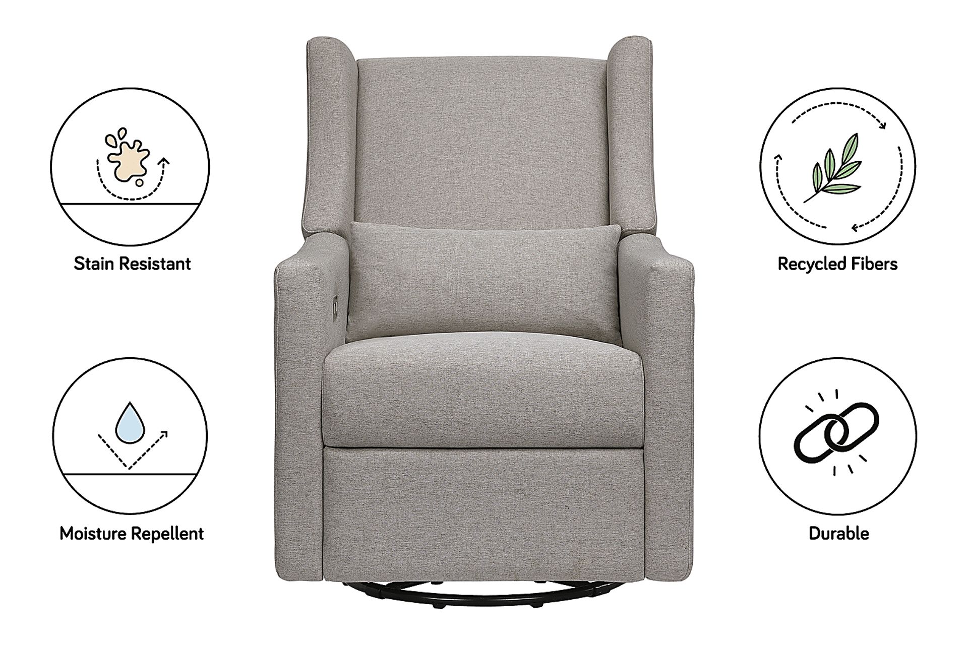 Nursery Cradle Song Gray Power Swivel Glider Recliner - Image 12