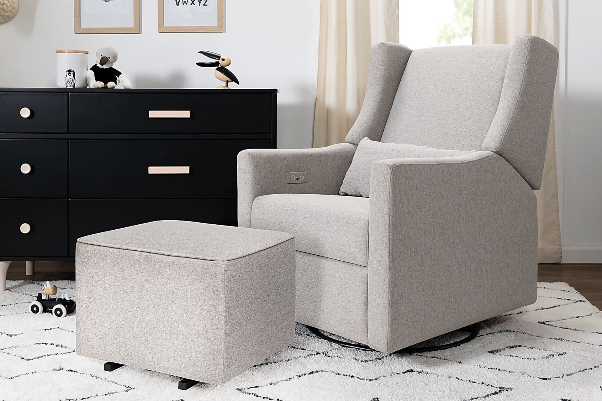 Nursery Cradle Song Gray Power Swivel Glider Recliner - Image 9