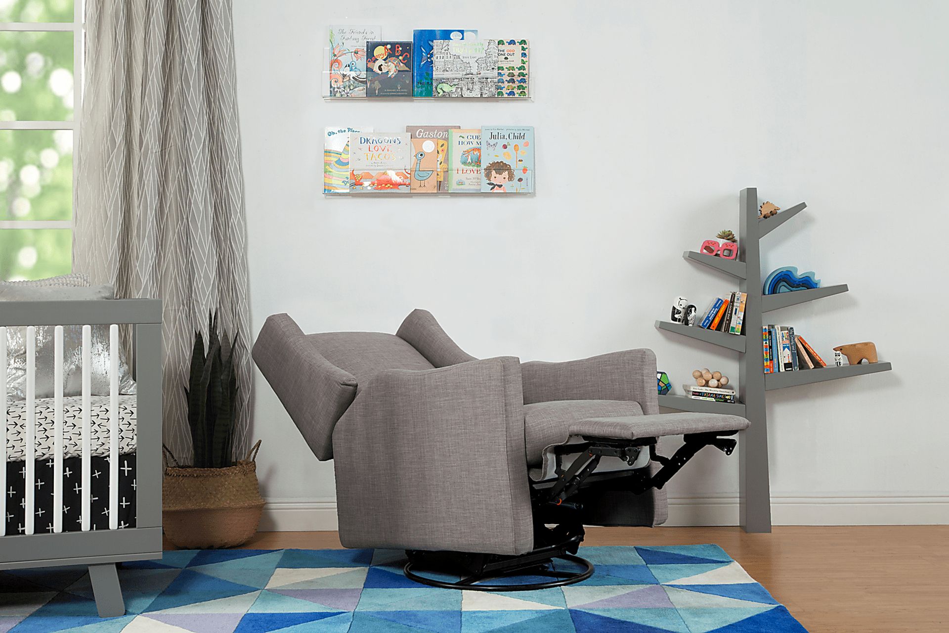Nursery Cradle Song Gray Swivel Glider Recliner - Image 4
