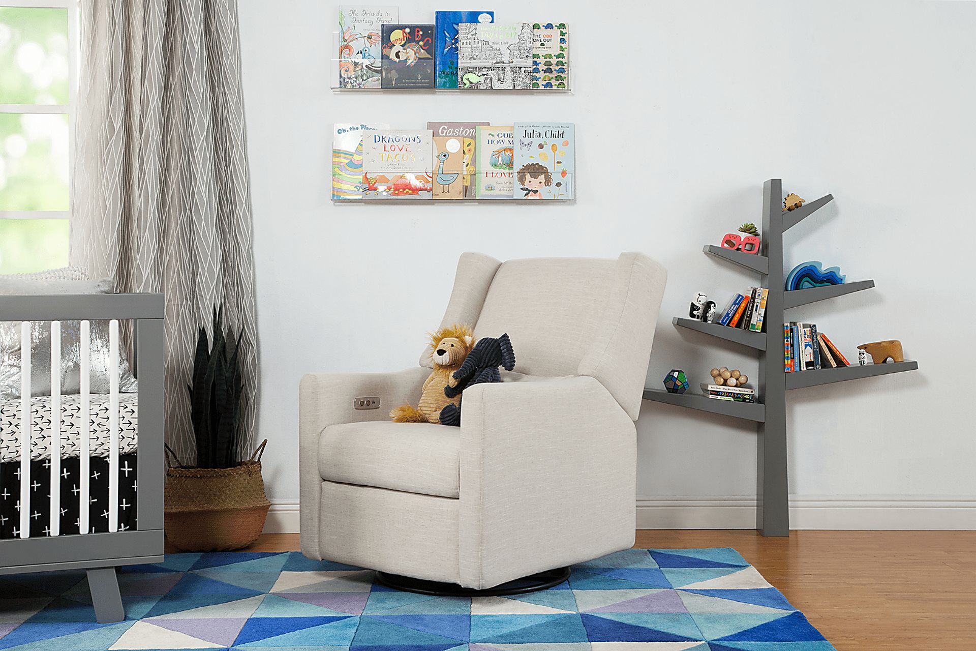 Nursery Cradle Song White Swivel Glider Recliner - Image 3