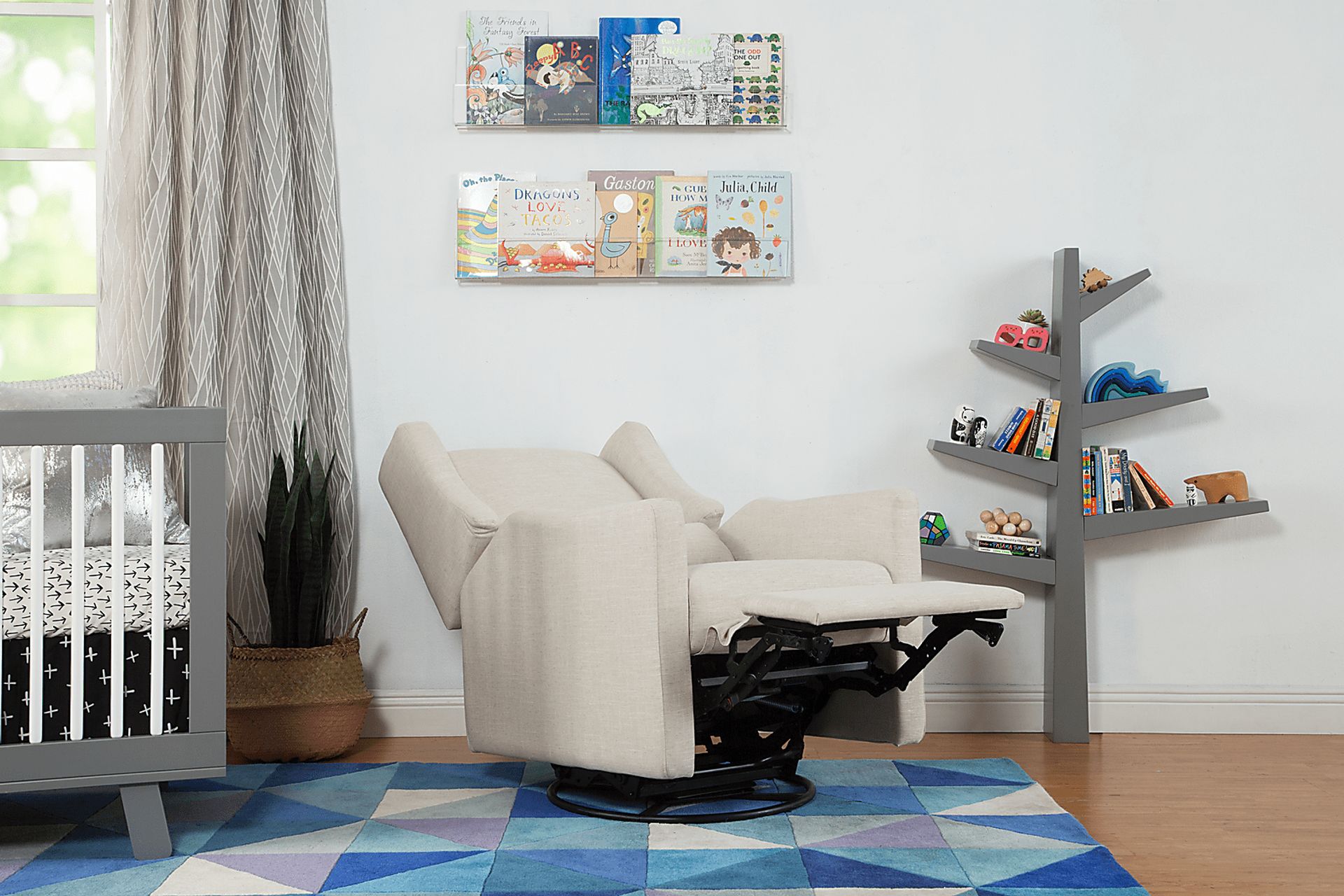 Nursery Cradle Song White Swivel Glider Recliner - Image 4