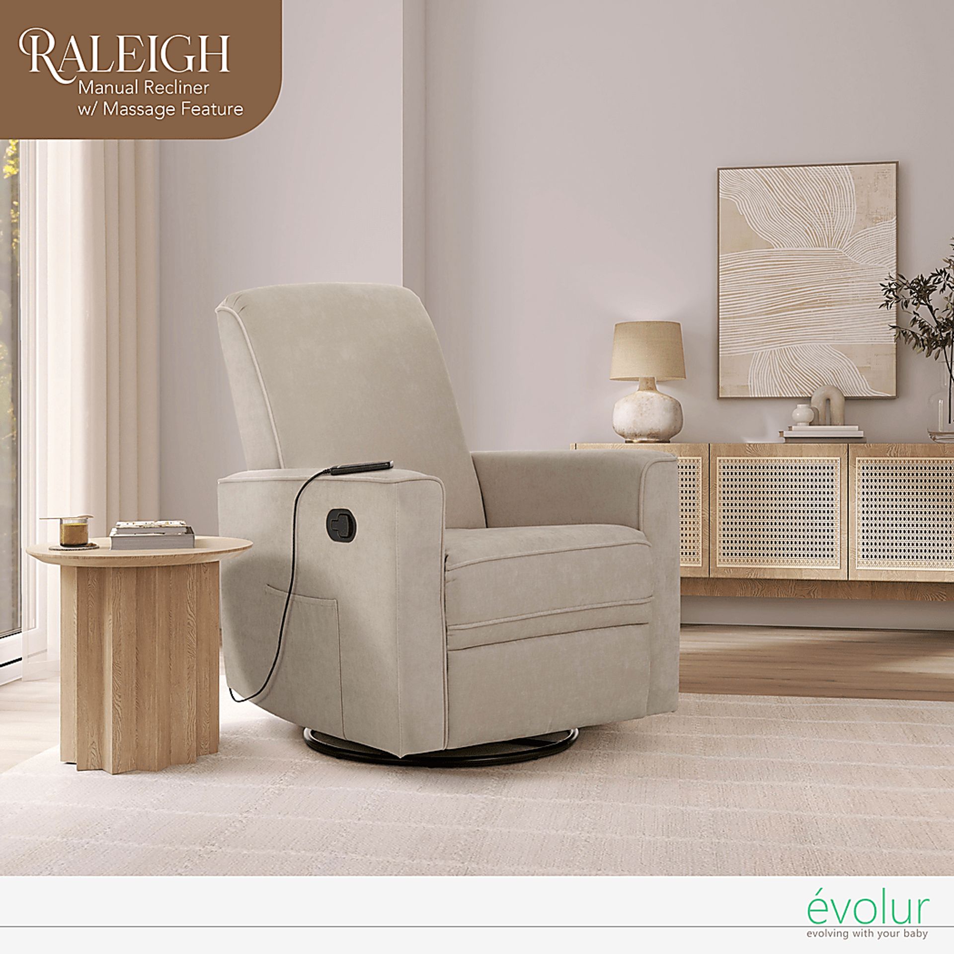 Nursery Daloair Light Gray Swivel Glider - Image 2