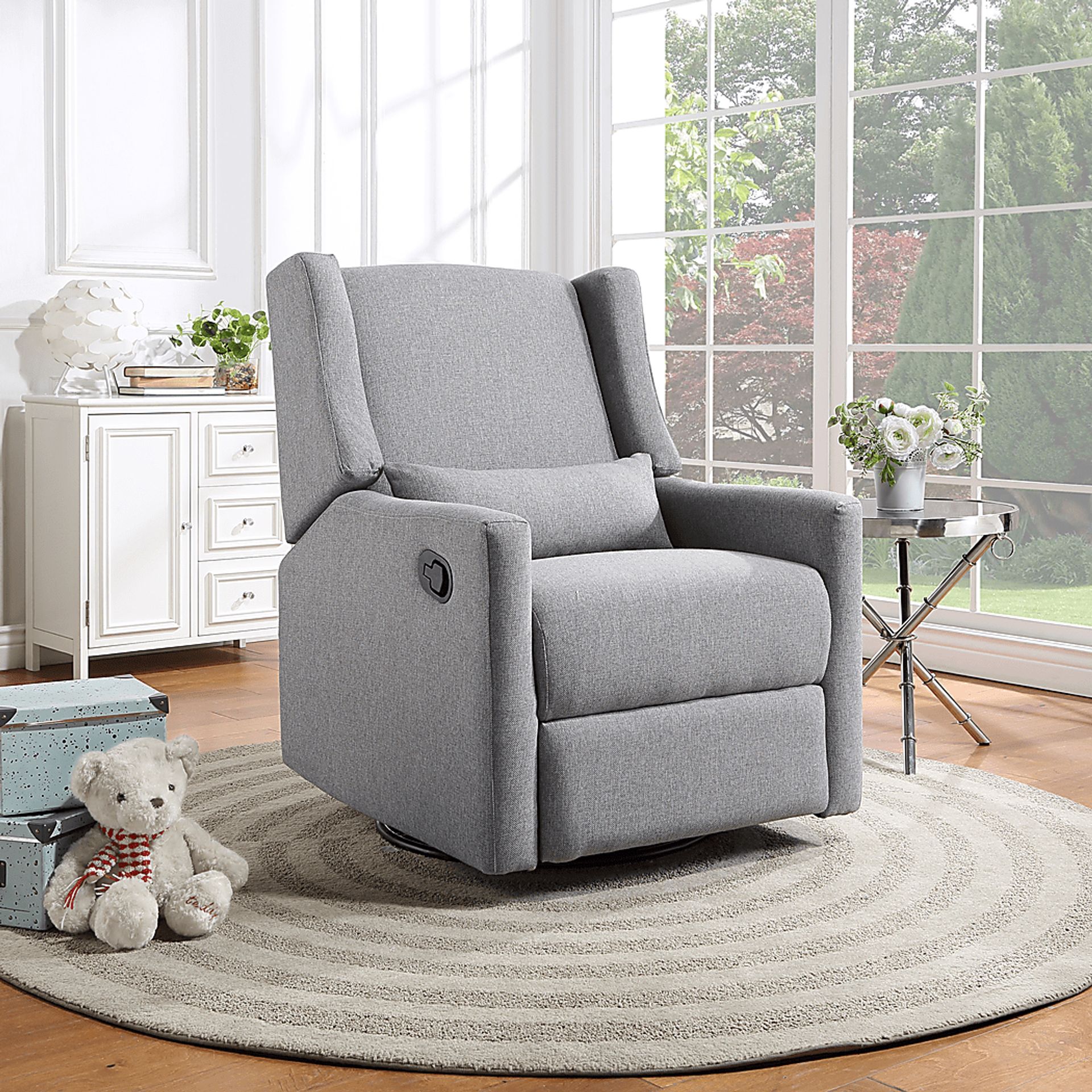 Nursery Deveron Gray Swivel Glider Recliner - Image 8