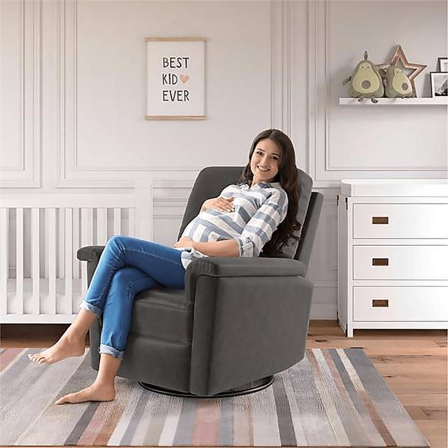 Nursery Diodi Black Swivel Recliner - Thumbnail - Image 8