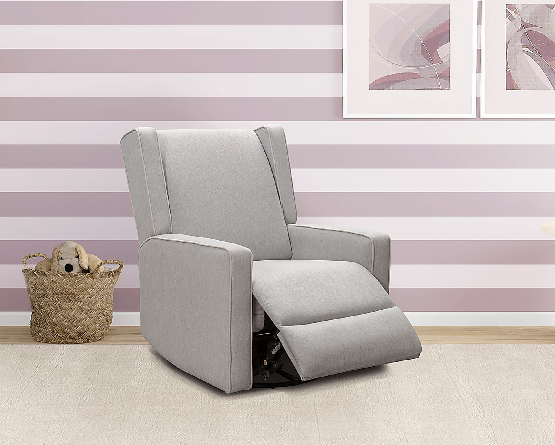 Nursery Enchanted Slumber Silver Swivel Rocker Recliner - Image 6