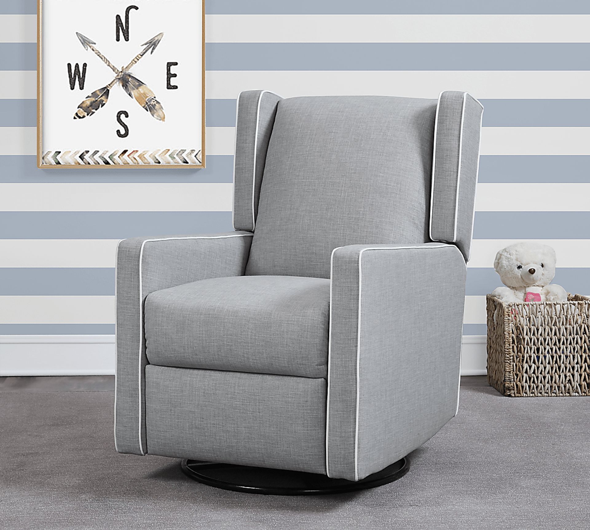 Nursery Innis Gray Swivel Glider Recliner - Image 5