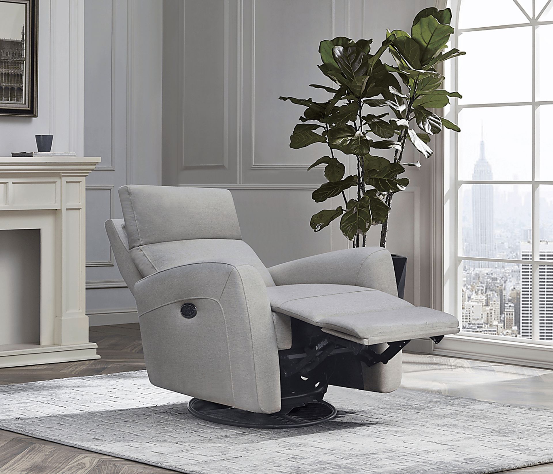 Nursery Kesden Pewter Triple Power Swivel Glider Recliner - Image 3