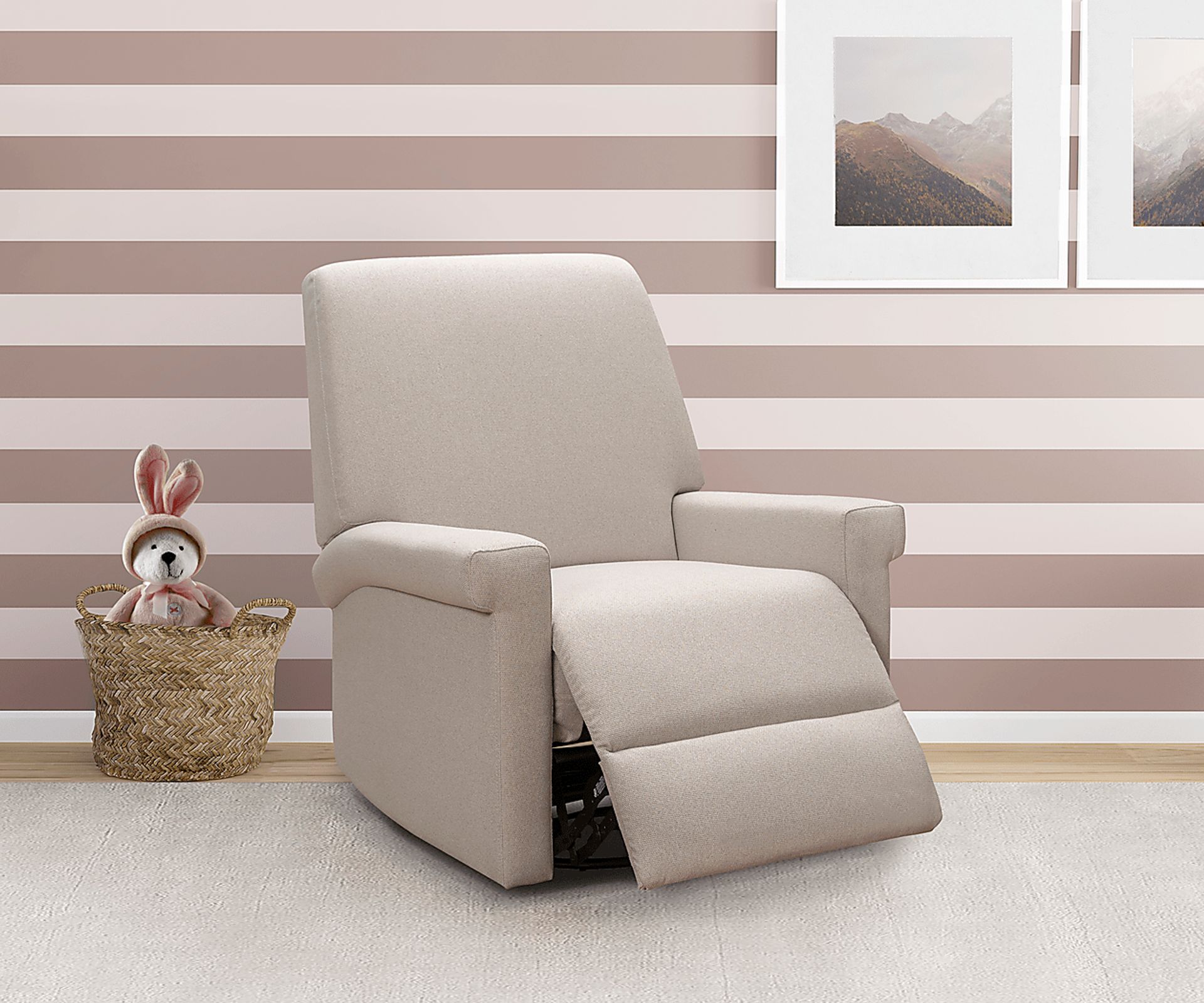 Nursery Lyrical Lullaby Beige Swivel Rocker Recliner - Image 6