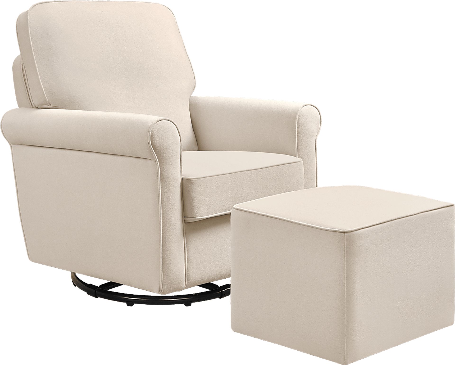 Nursery Paradise Park Beige Swivel Glider and Ottoman - Image 1