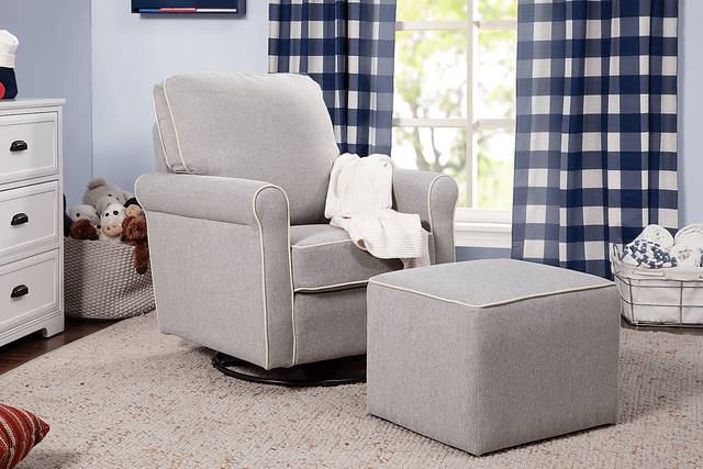 Nursery Paradise Park Gray Swivel Glider and Ottoman - Thumbnail - Image 2