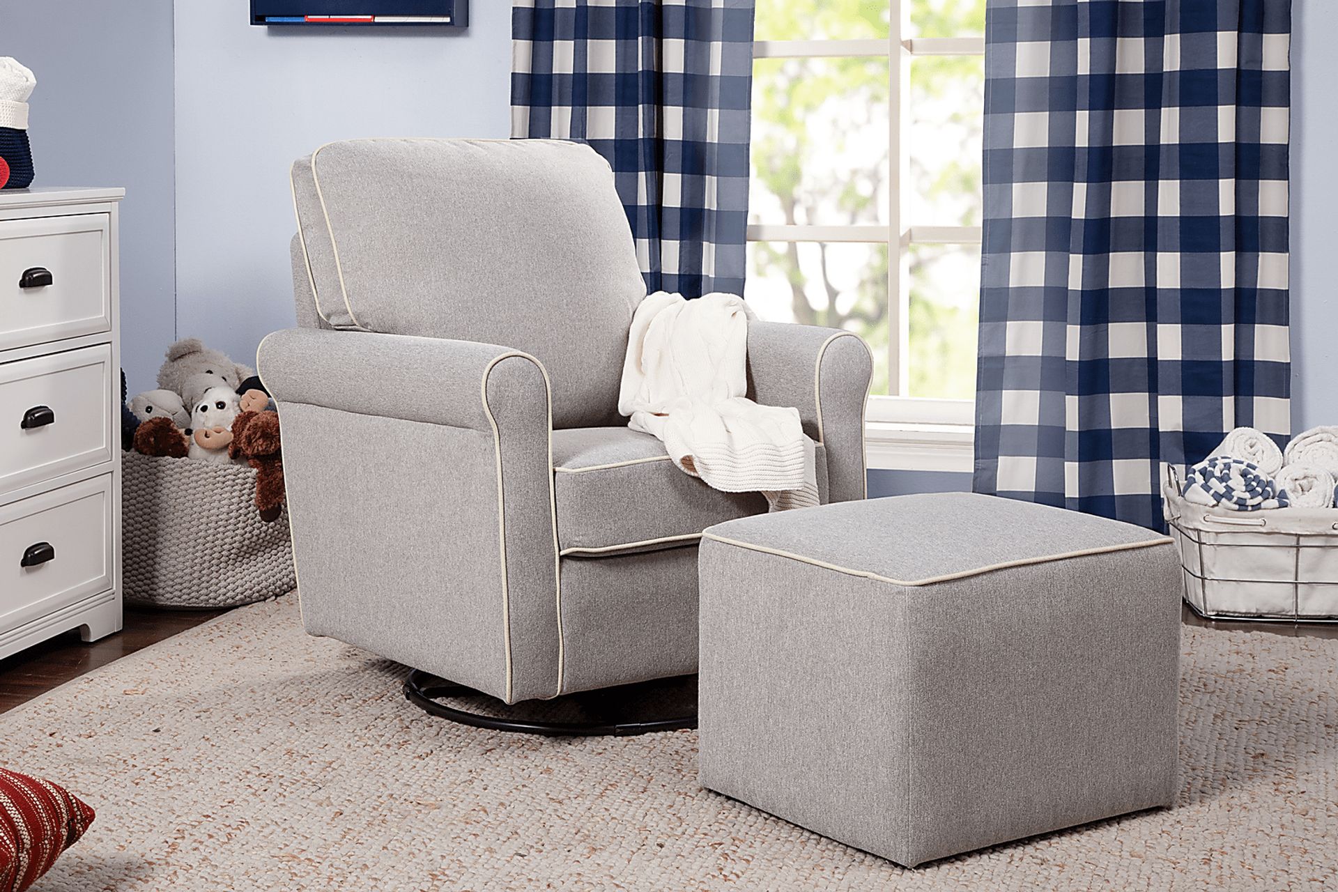 Nursery Paradise Park Gray Swivel Glider and Ottoman - Image 2