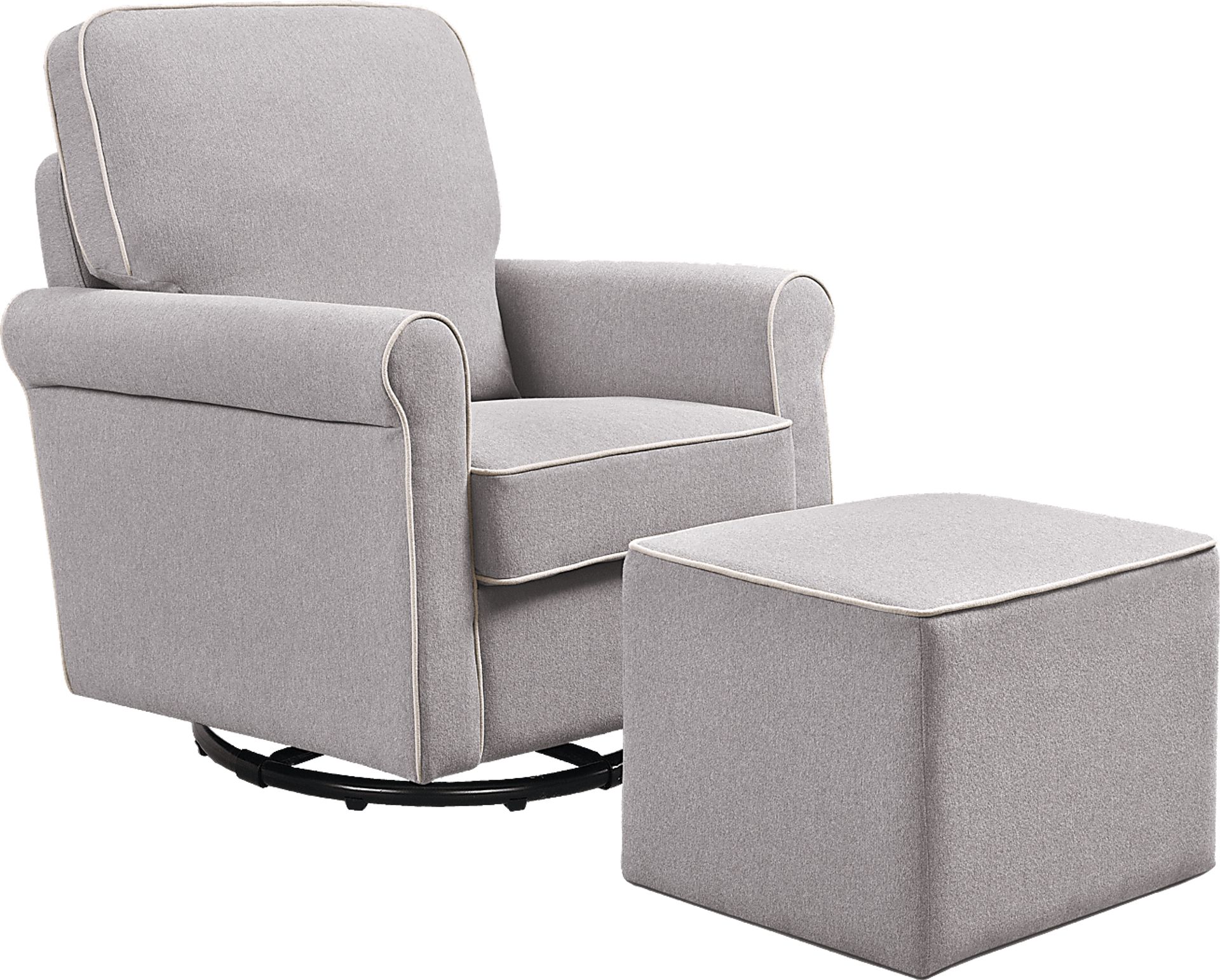Nursery Paradise Park Gray Swivel Glider and Ottoman - Image 1