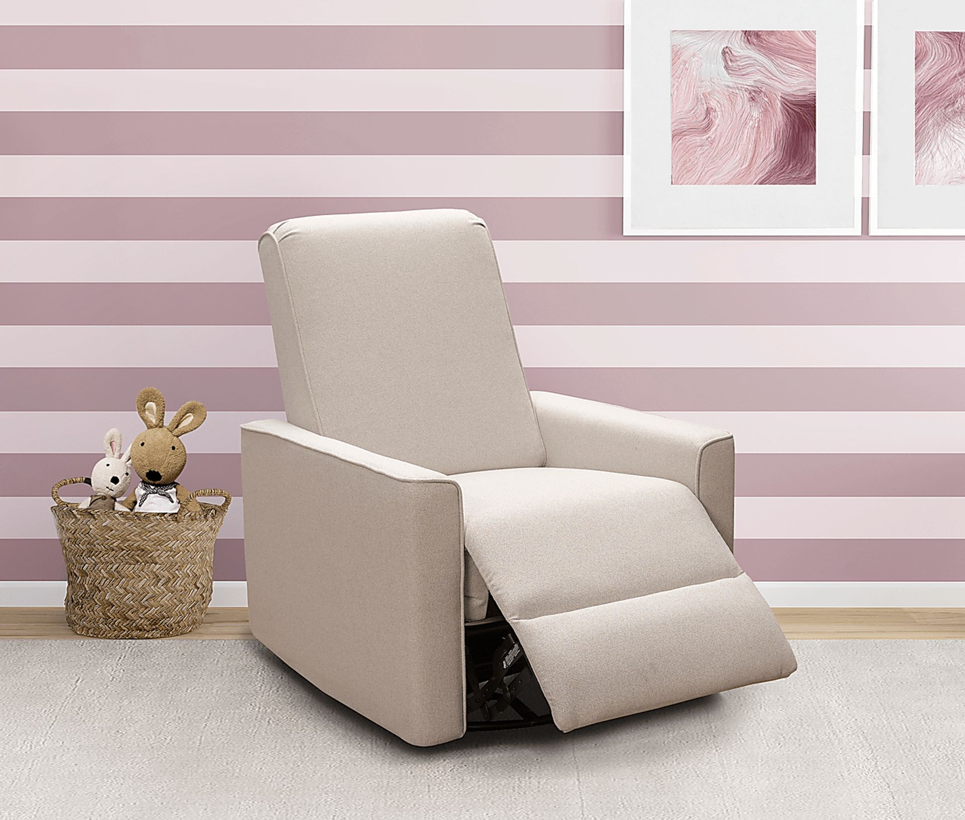 Nursery Sleepy Song Beige Swivel Rocker Recliner - Image 6