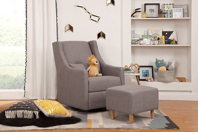 Nursery Sotto Serenade Gray Swivel Glider and Ottoman - Thumbnail - Image 2