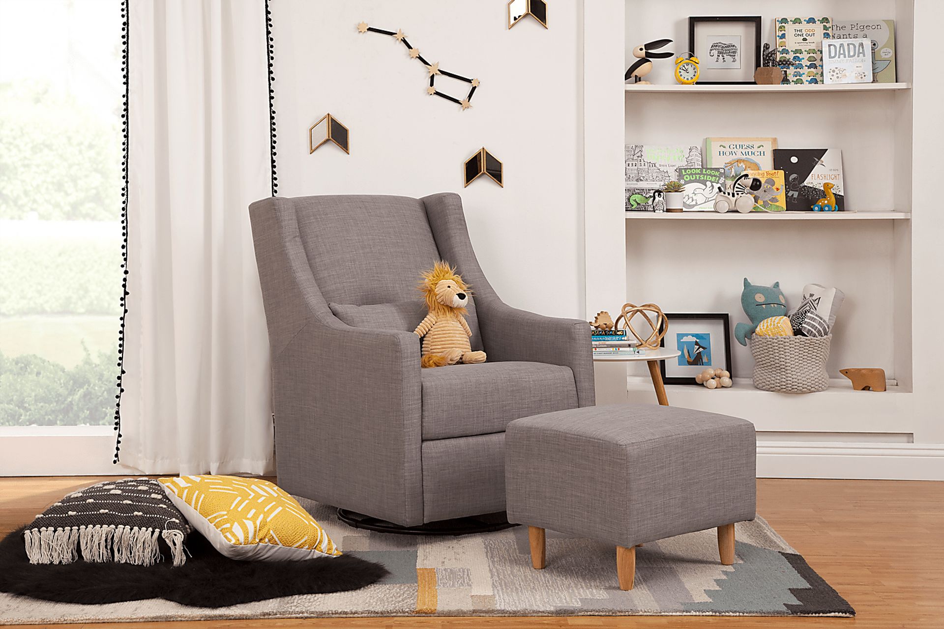 Nursery Sotto Serenade Gray Swivel Glider and Ottoman - Image 2