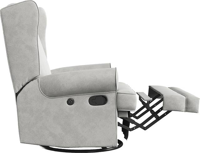Nursery Taylan Gray Swivel Glider Recliner - Thumbnail - Image 9