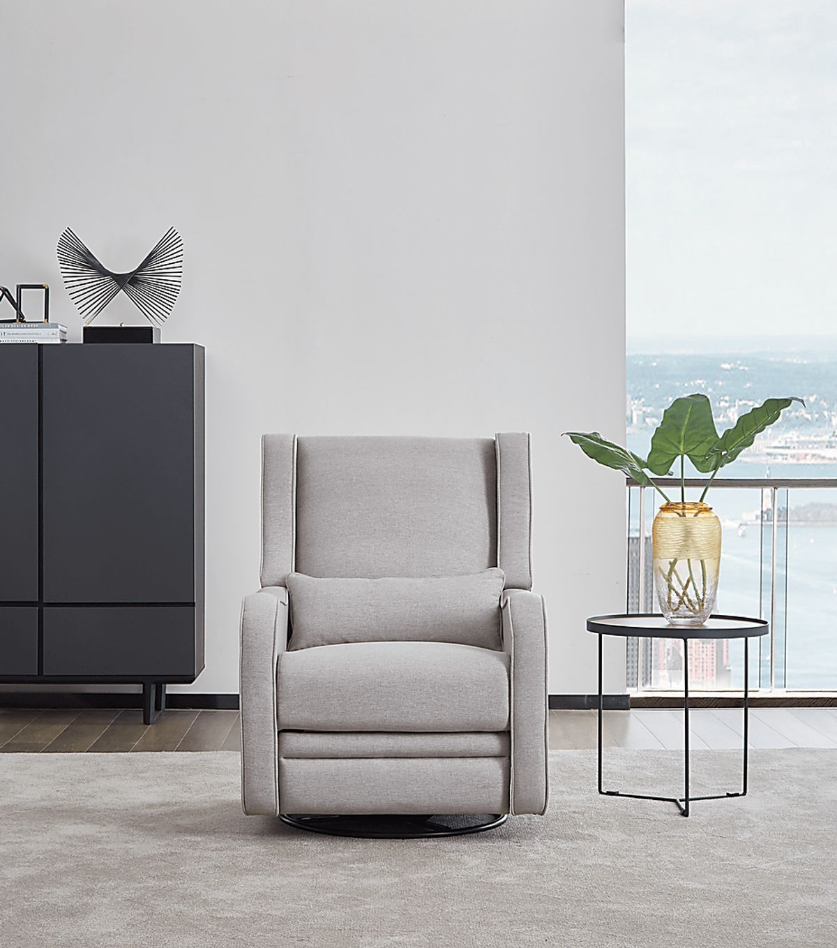 Tiernan Pewter Gray Swivel Glider Recliner Rooms to Go