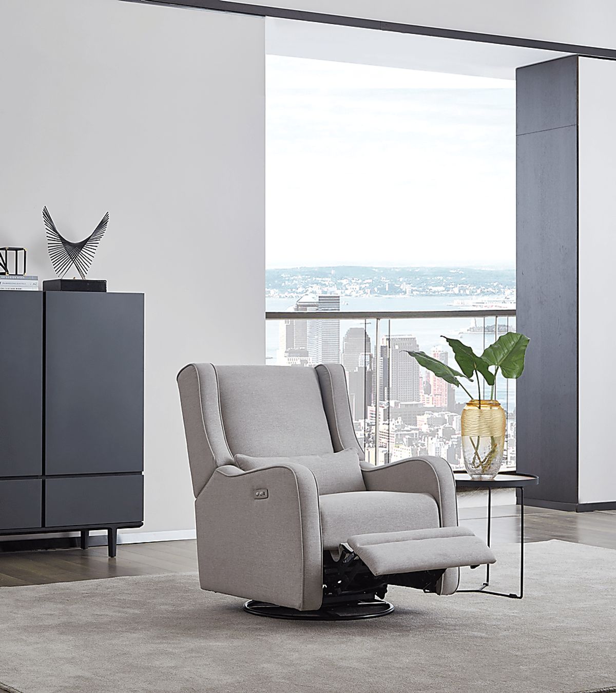 Tiernan Pewter Gray Swivel Glider Recliner Rooms to Go