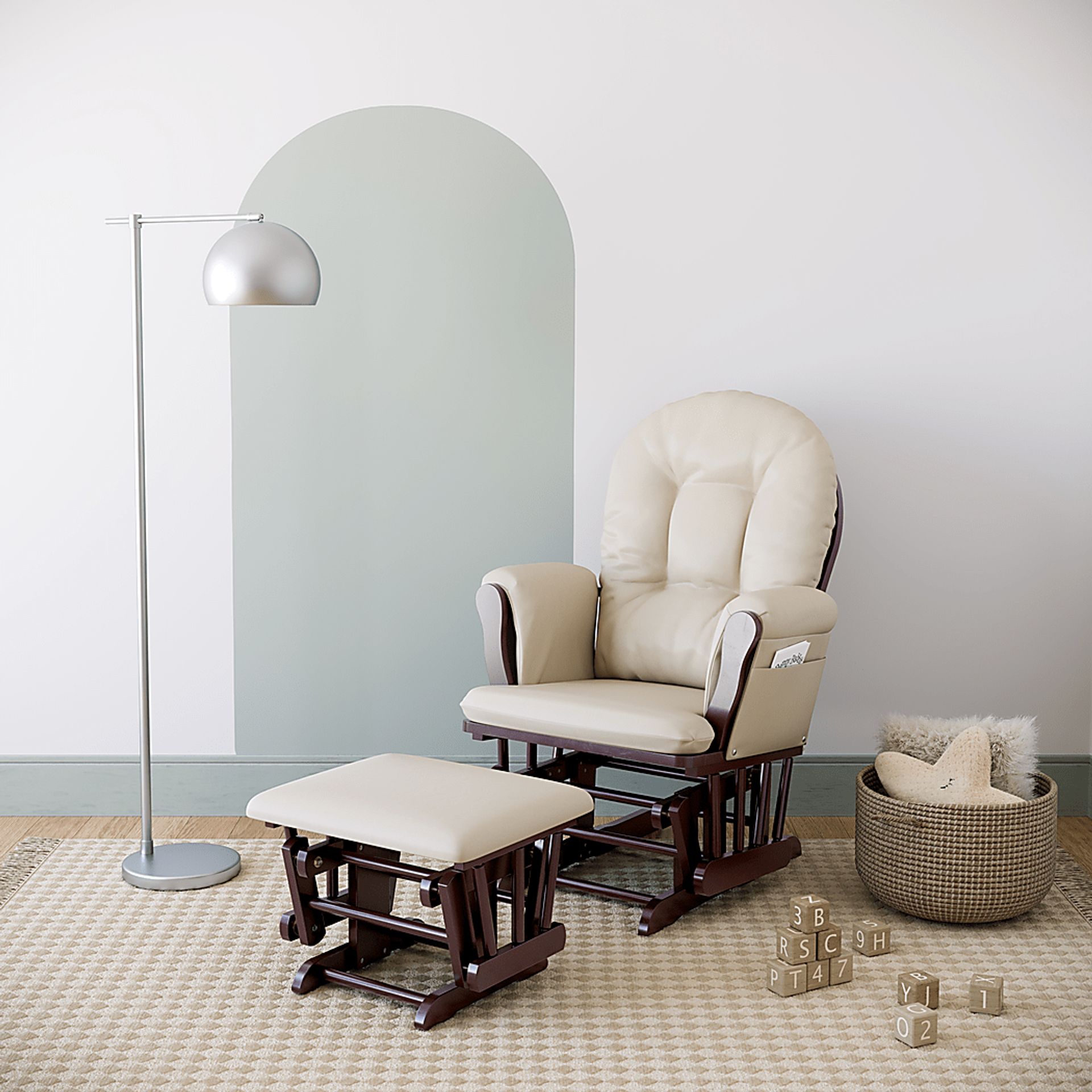 Nursery Vaibia Beige Glider & Ottoman - Image 2