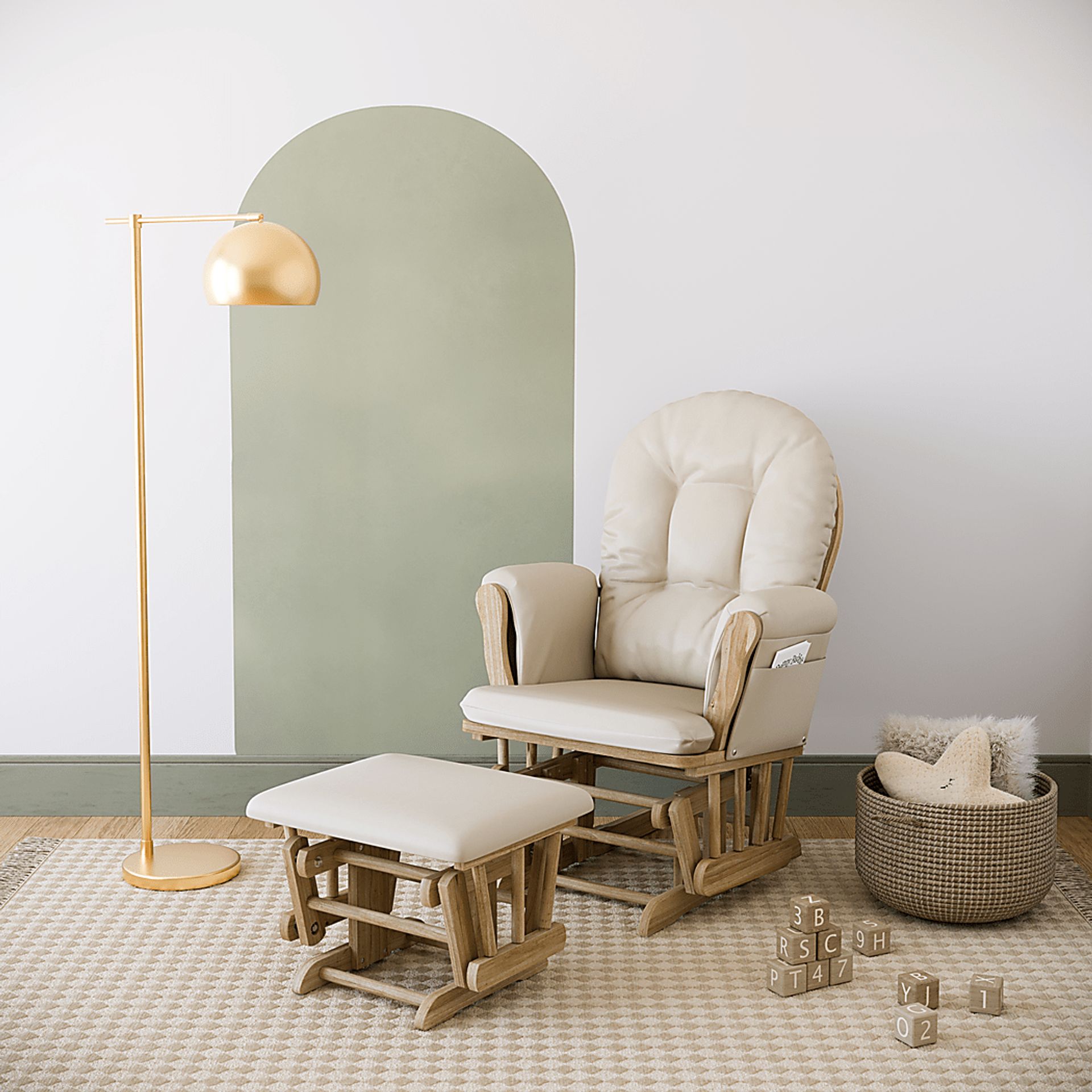 Nursery Vaibia Beige/Natural Glider & Ottoman - Image 2