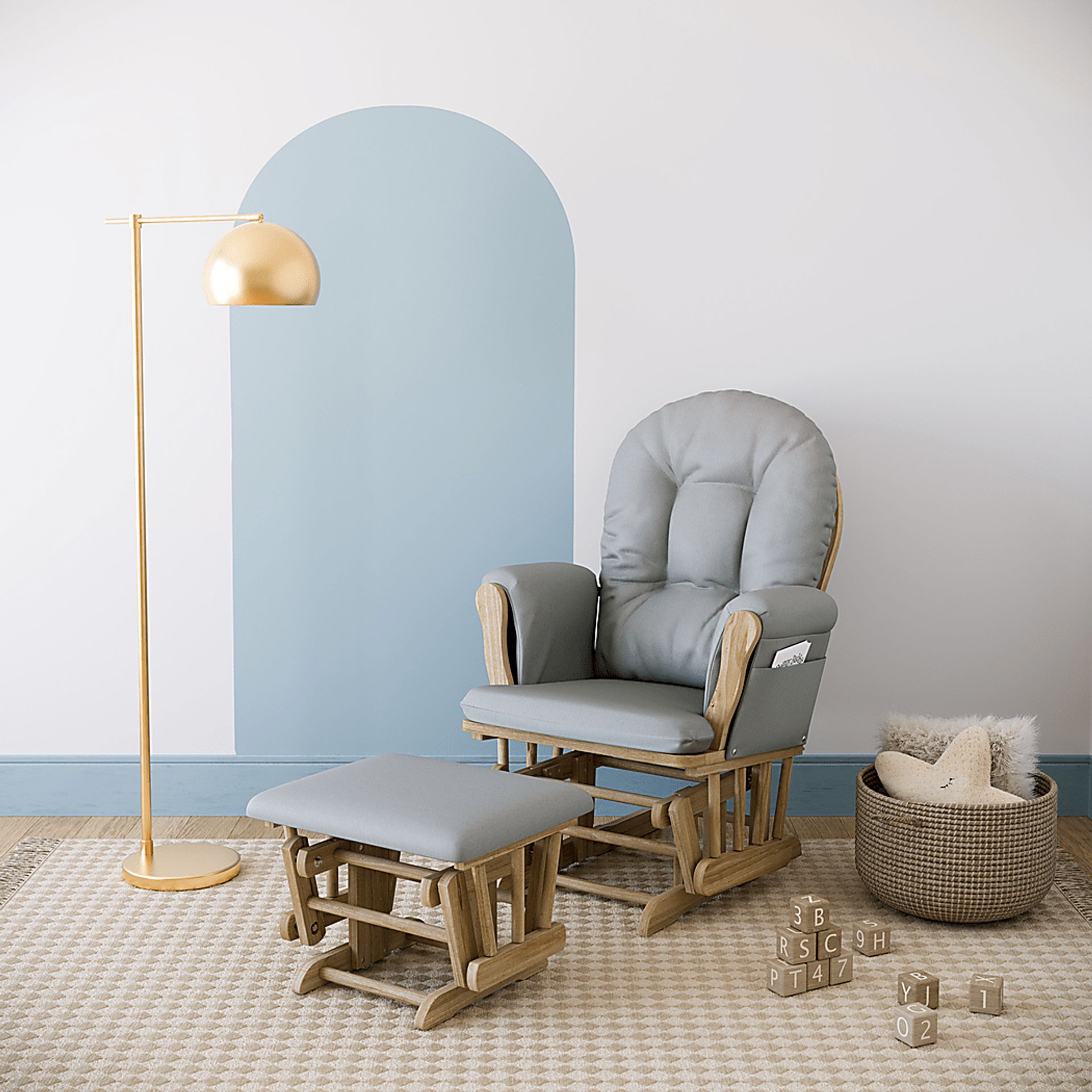Nursery Vaibia Gray/Natural Glider & Ottoman - Image 2