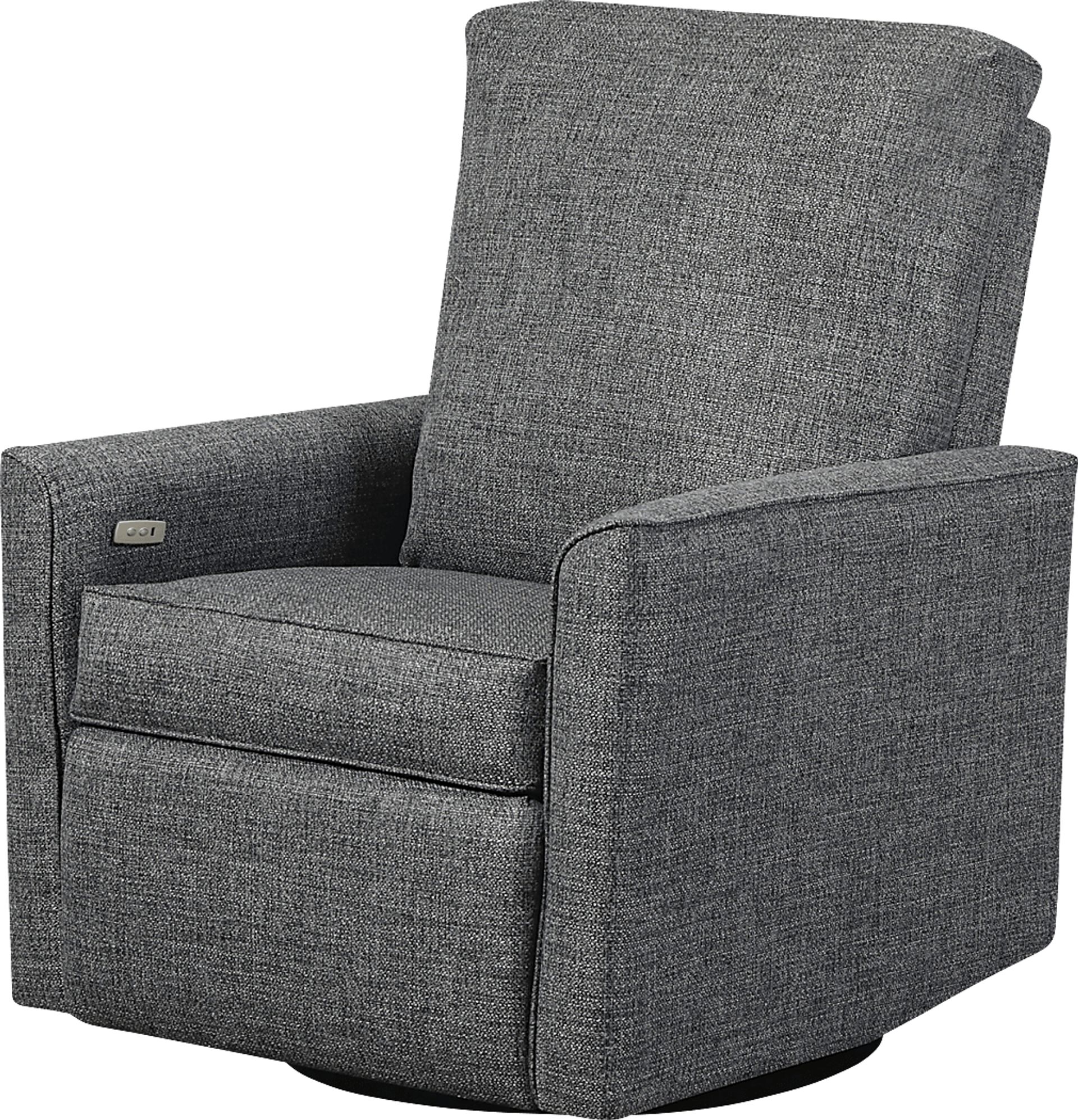 Nursery Winddon Dark Gray Power Swivel Recliner - Image 1