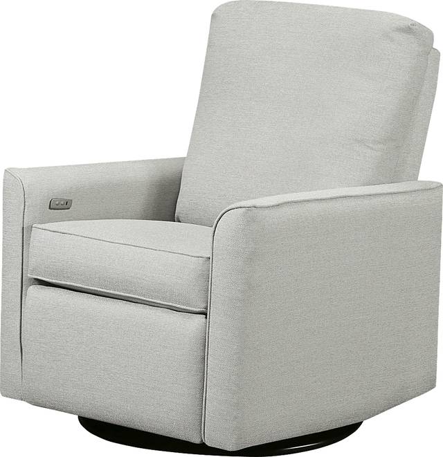 Nursery Winddon Light Gray Power Swivel Recliner - Thumbnail - Image 1
