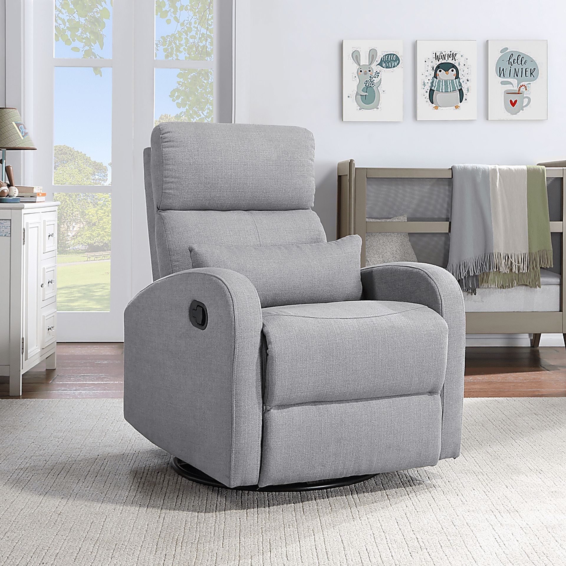 Nursery Winora Gray Swivel Glider Recliner - Image 7
