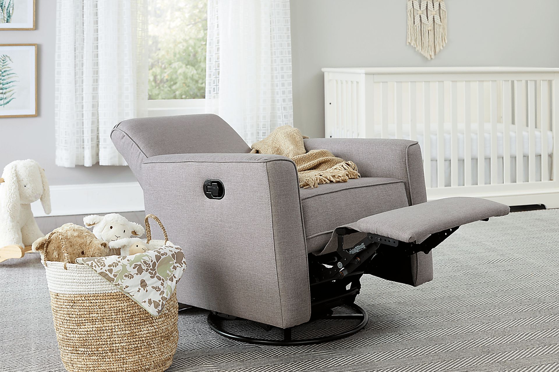 Nursery Wrenlow Beige Swivel Glider Recliner - Image 3