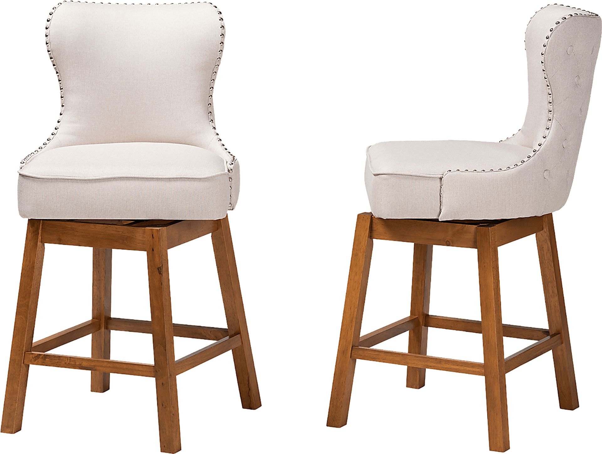 Nylic Beige Swivel Counter Stool, Set of 2 - Image 5