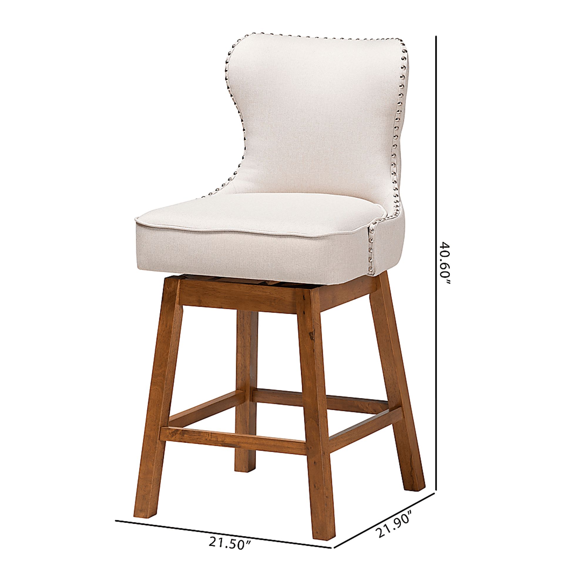 Nylic Beige Swivel Counter Stool, Set of 2 - Image 10