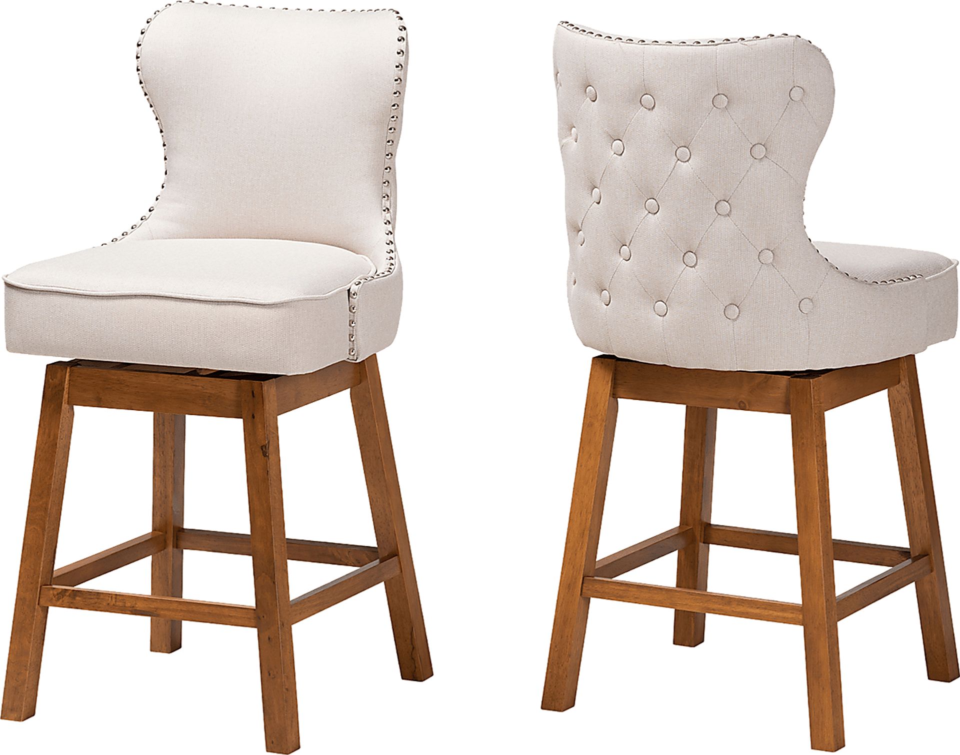Nylic Beige Swivel Counter Stool, Set of 2 - Image 1