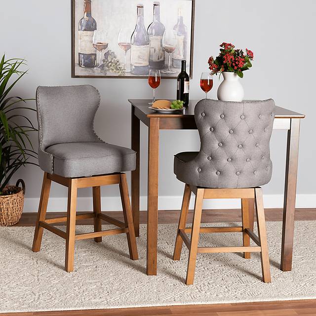 Nylic Gray Swivel Counter Stool, Set of 2 - Thumbnail - Image 2