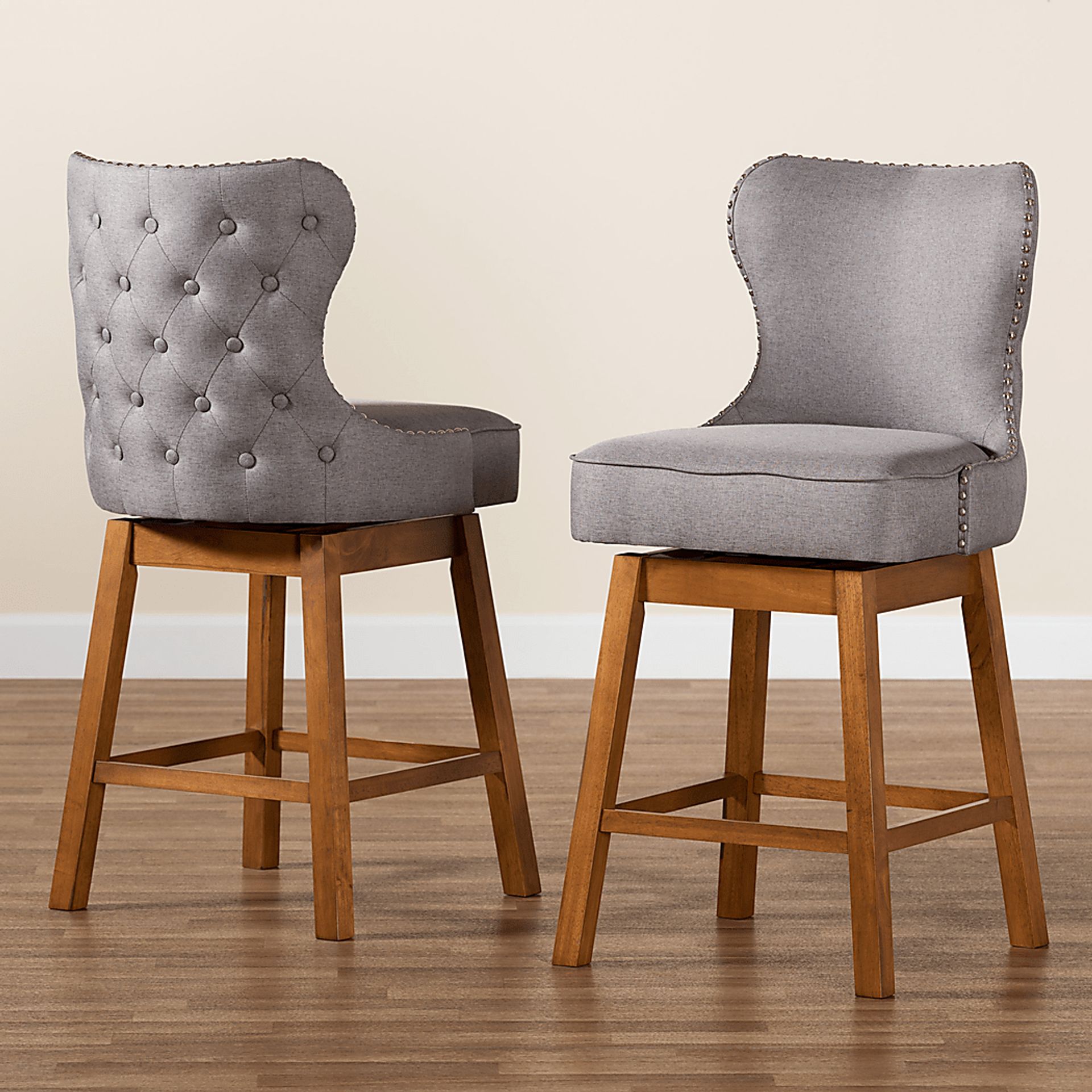 Nylic Gray Swivel Counter Stool, Set of 2 - Image 3