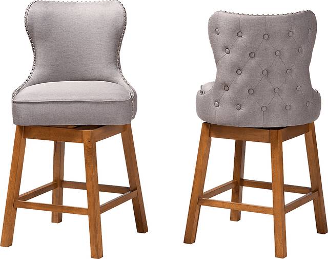 Nylic Gray Swivel Counter Stool, Set of 2 - Thumbnail - Image 4