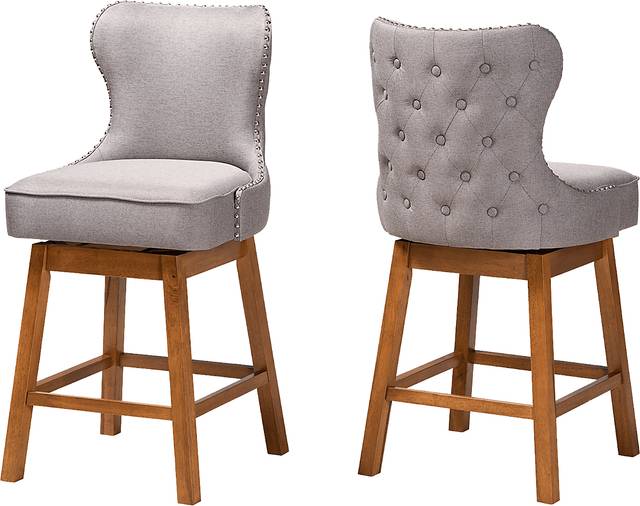 Nylic Gray Swivel Counter Stool, Set of 2 - Thumbnail - Image 1