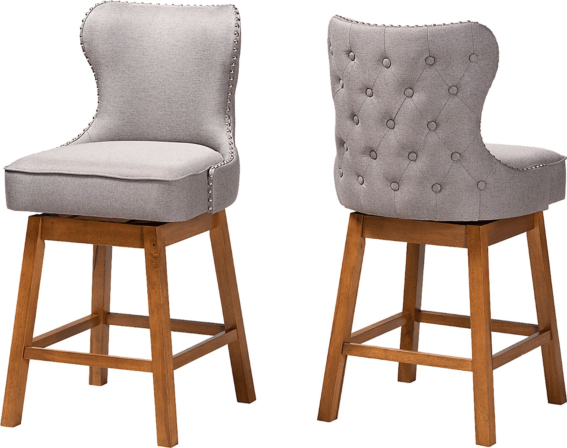 Nylic Gray Swivel Counter Stool, Set of 2 - Image 1