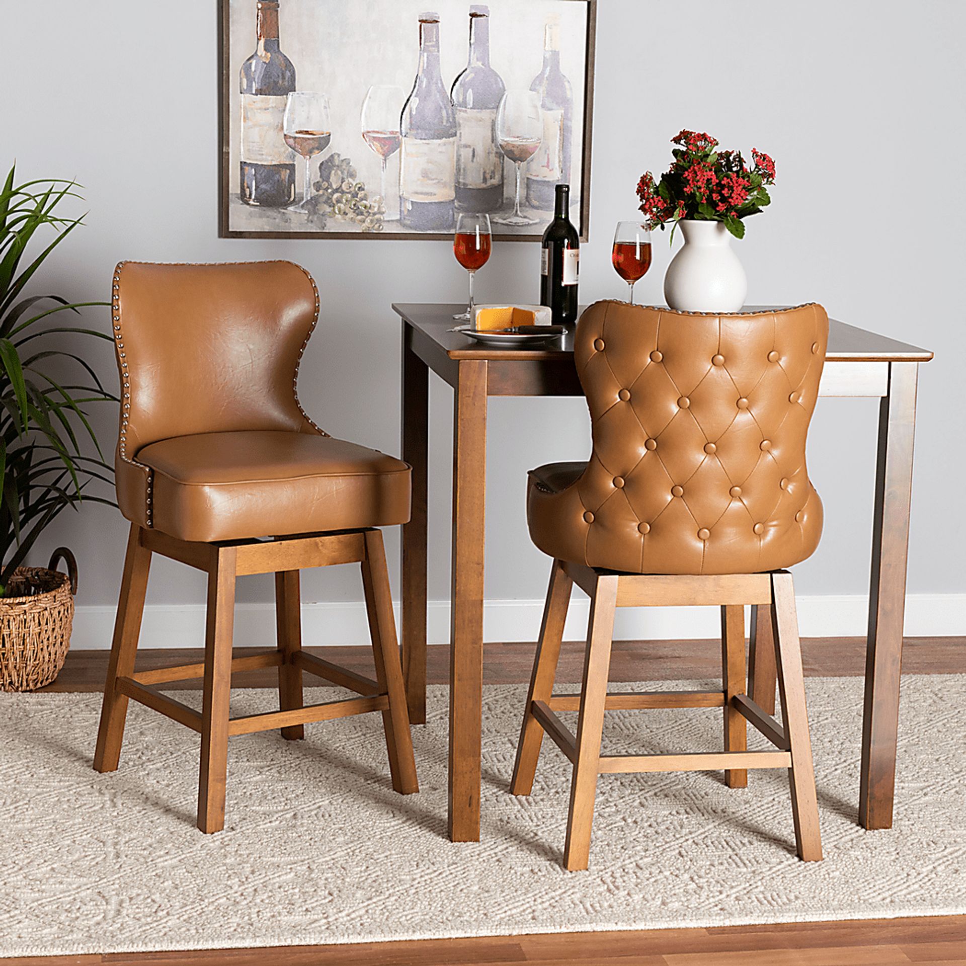 Nylic Tan Swivel Counter Stool, Set of 2 - Image 2