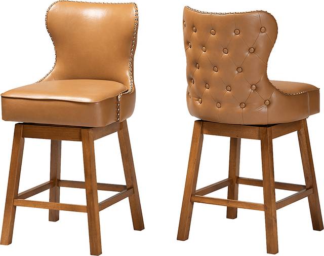Nylic Tan Swivel Counter Stool, Set of 2 - Thumbnail - Image 1