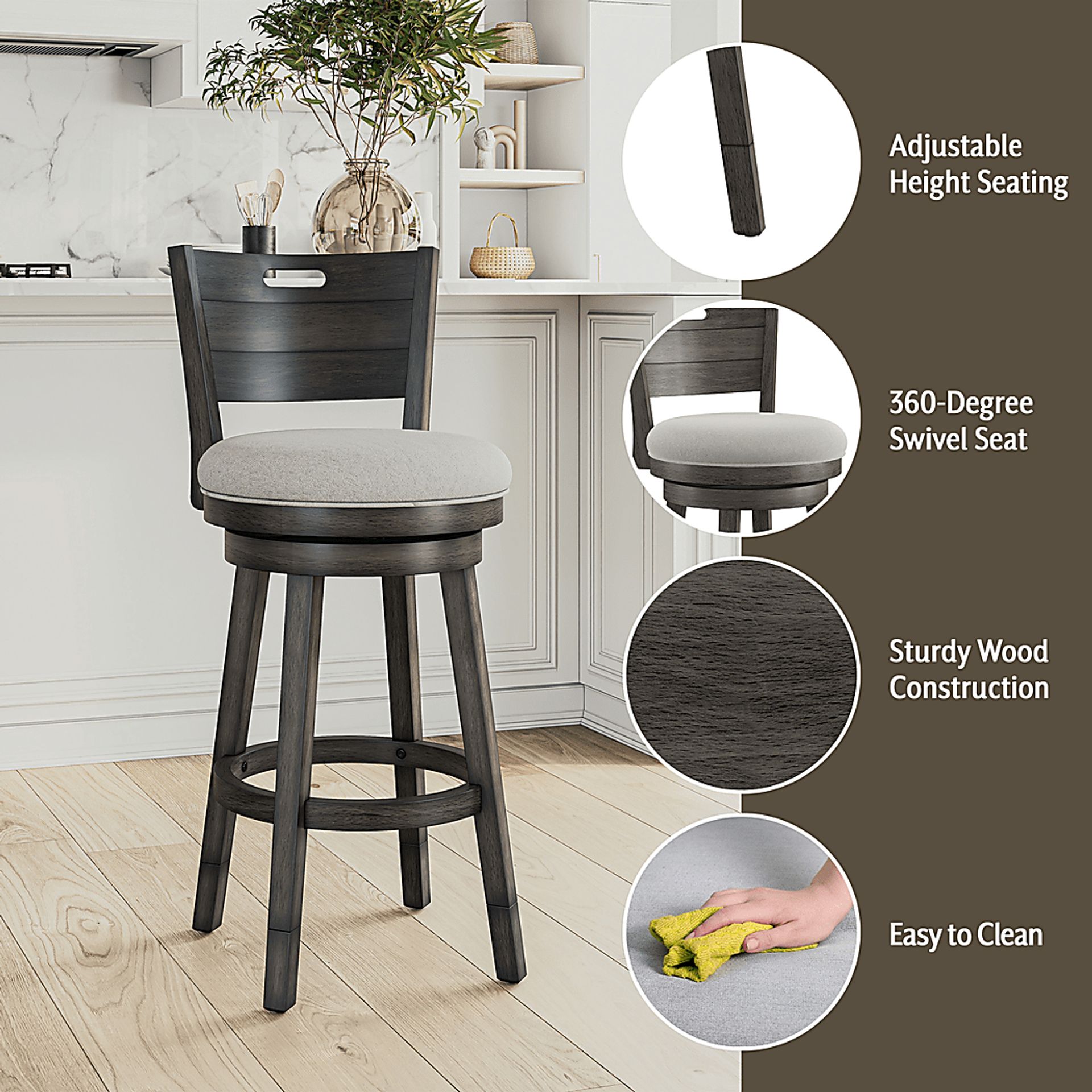Nysa Dark Gray Adjustble Stool - Image 25