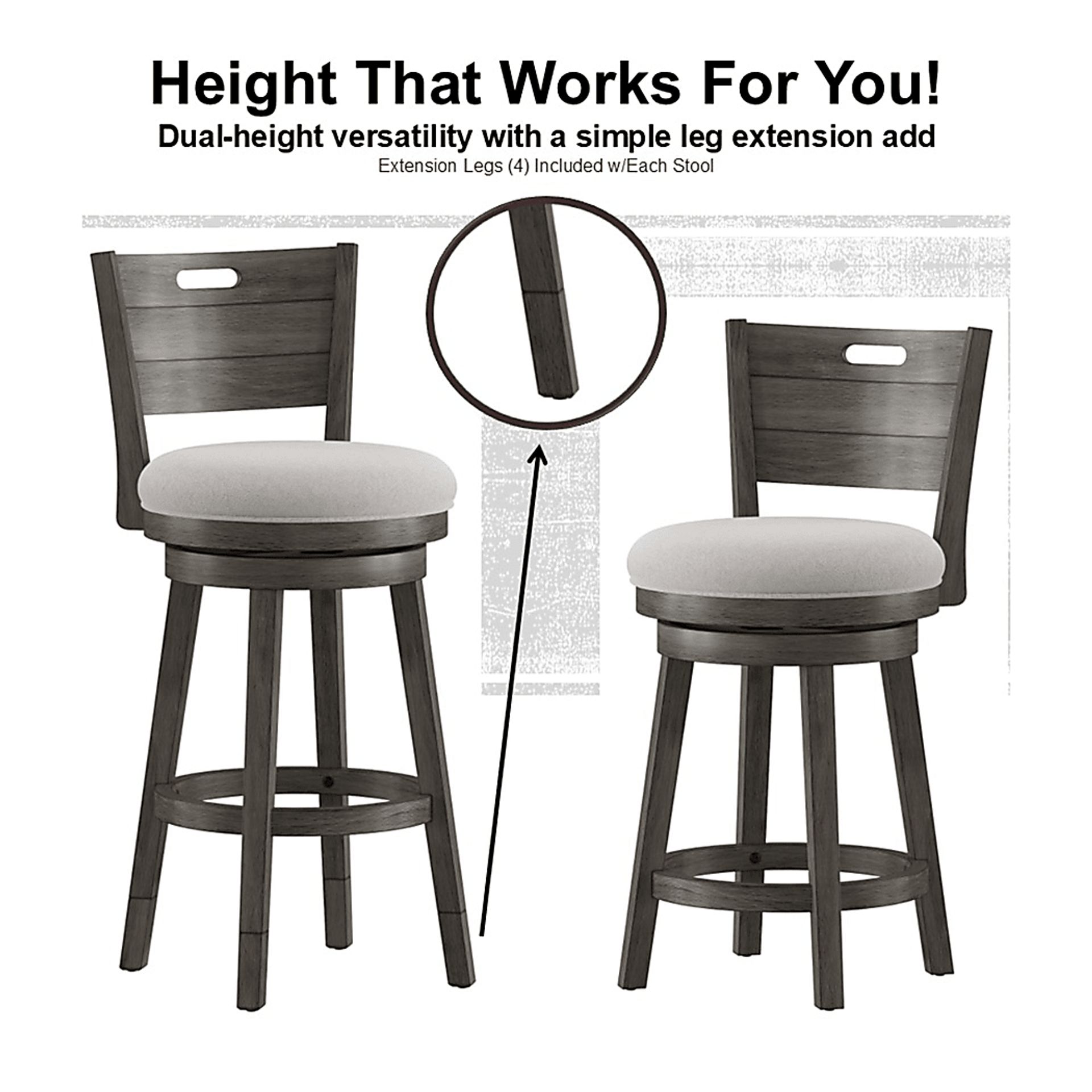 Nysa Dark Gray Adjustble Stool - Image 26