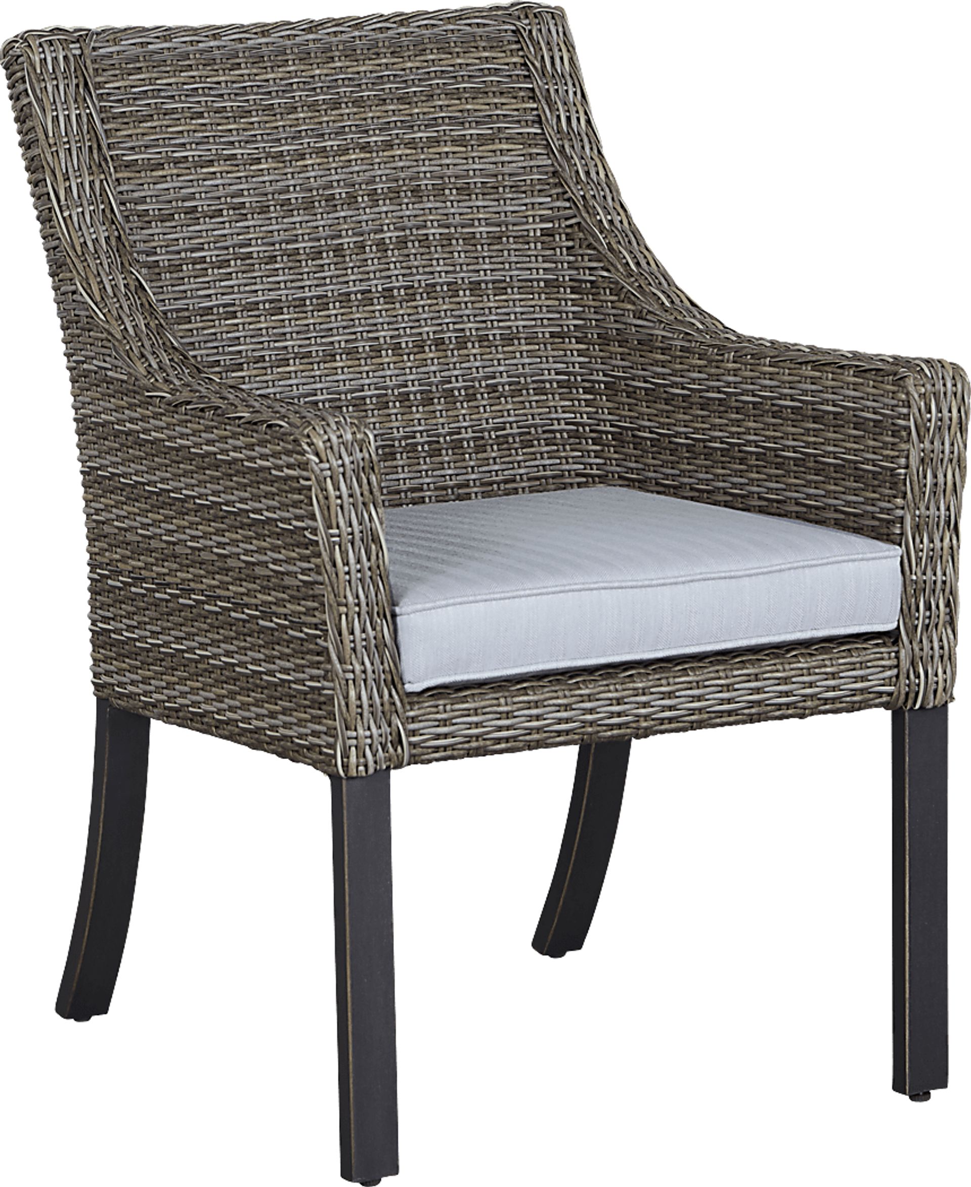Oak Park Brown-Gray Outdoor Arm Chair with Blue Cushion - Image 1