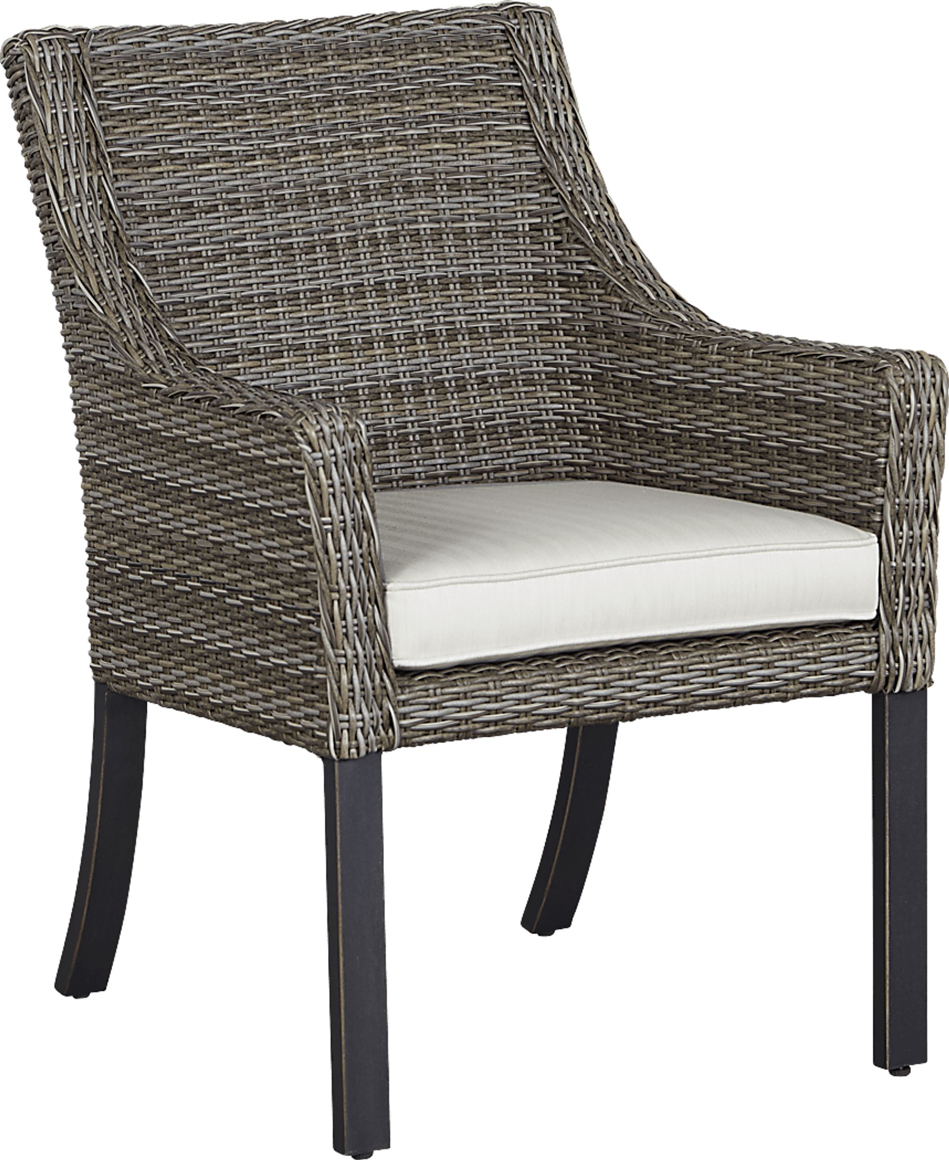 Oak Park Brown-Gray Outdoor Arm Chair with Off-White Cushion - Image 1
