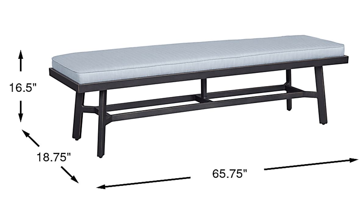 Oak Park BrownGray Outdoor Bench with Blue Cushion Rooms To Go