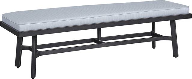 Oak Park Brown-Gray Outdoor Bench with Blue Cushion - Thumbnail - Image 1