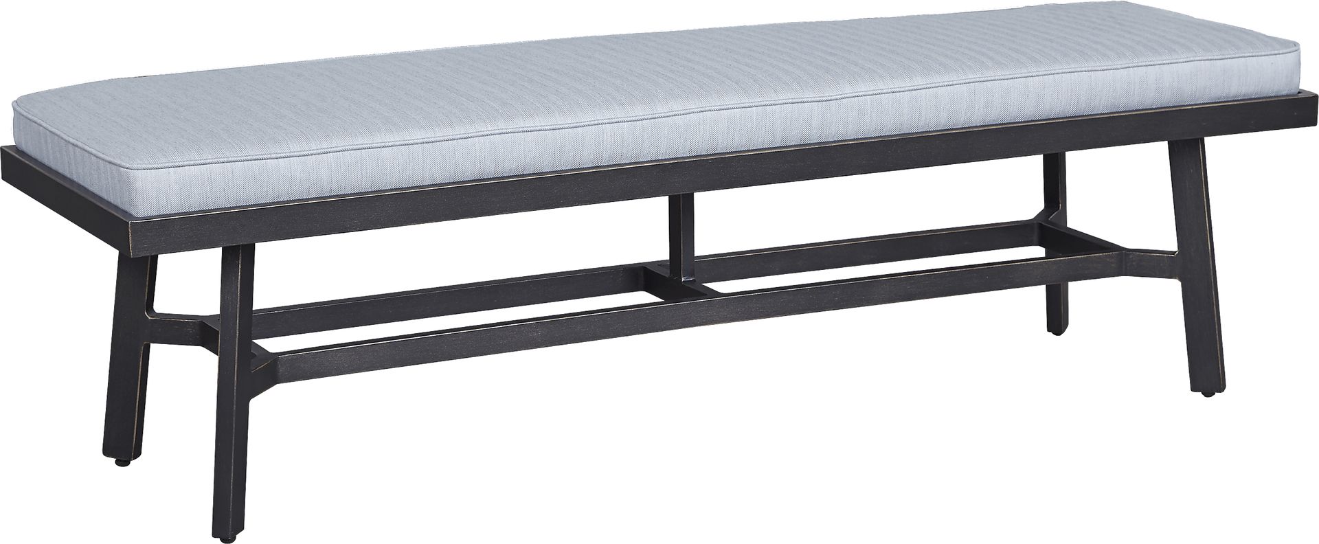 Oak Park Brown-Gray Outdoor Bench with Blue Cushion - Image 1
