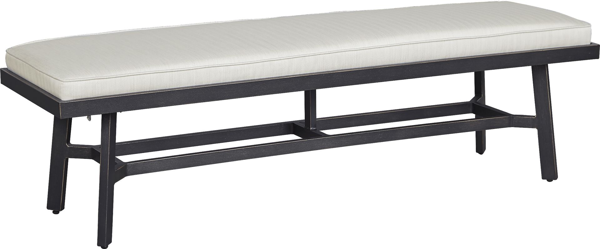 Oak Park Brown-Gray Outdoor Bench with Off-White Cushion - Image 1
