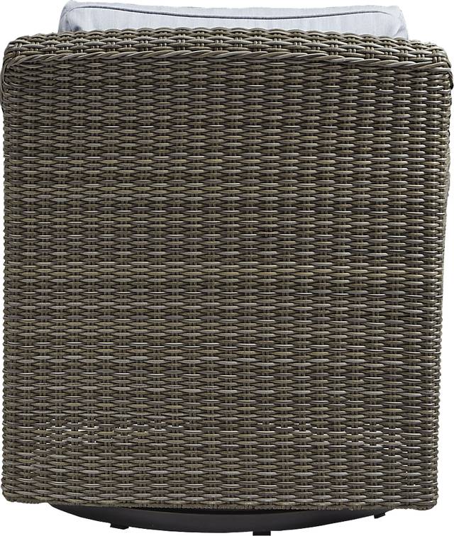 Oak Park Brown-Gray Outdoor Swivel Glider Chair with Blue Cushions - Thumbnail - Image 2