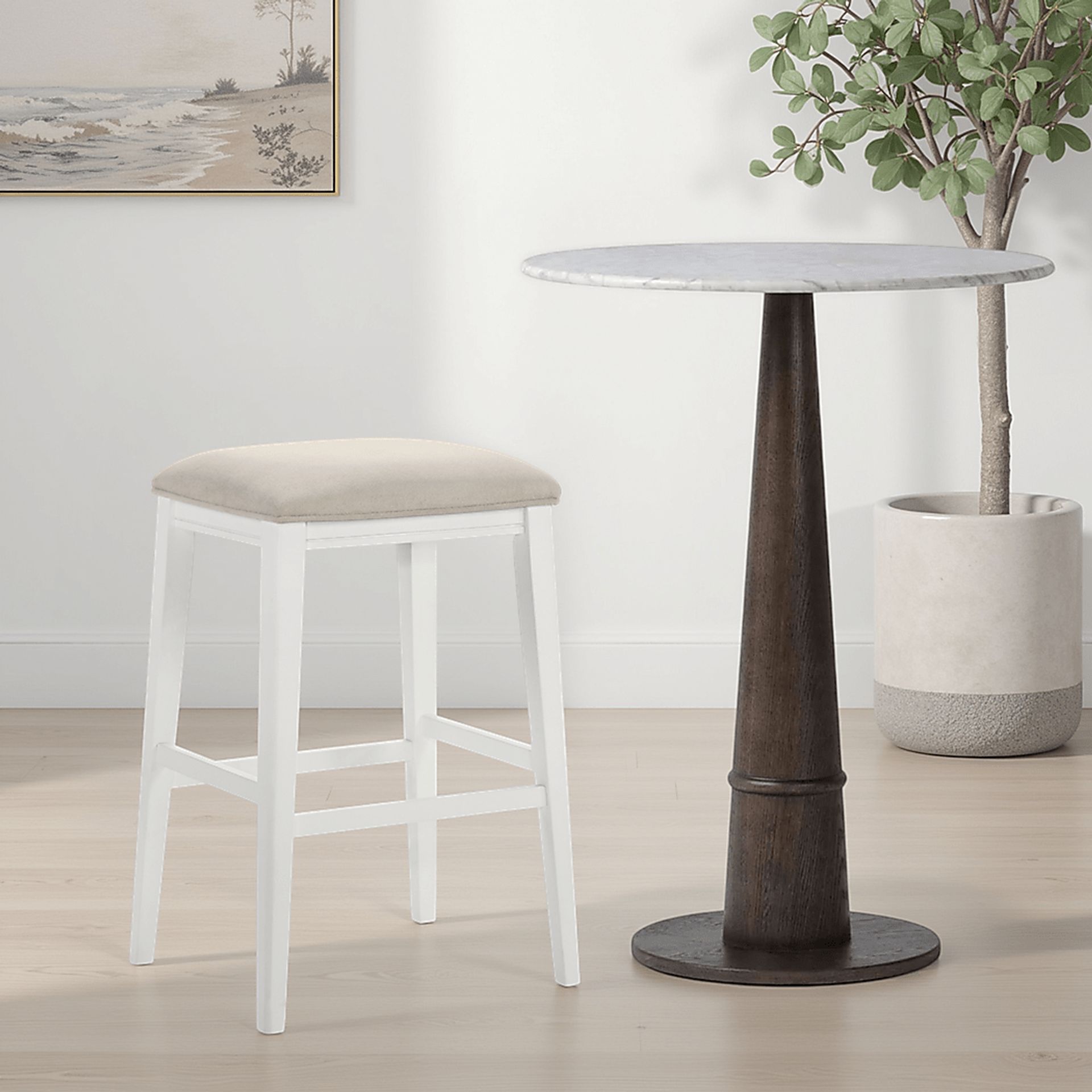 Oakcona White Barstool - Image 2
