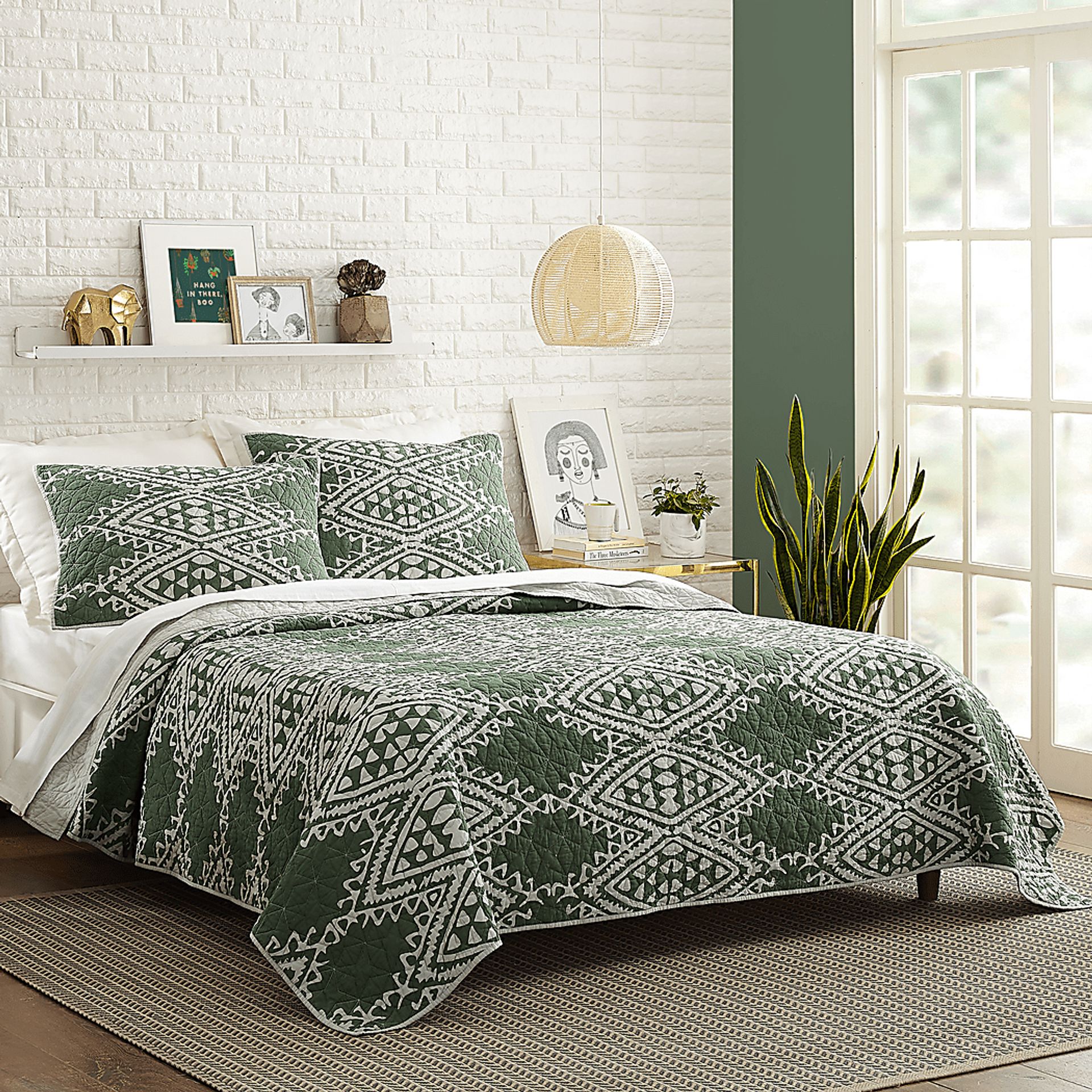 Jungalow by Justina II Green Full/Queen 3 Pc Quilt Set - Image 3